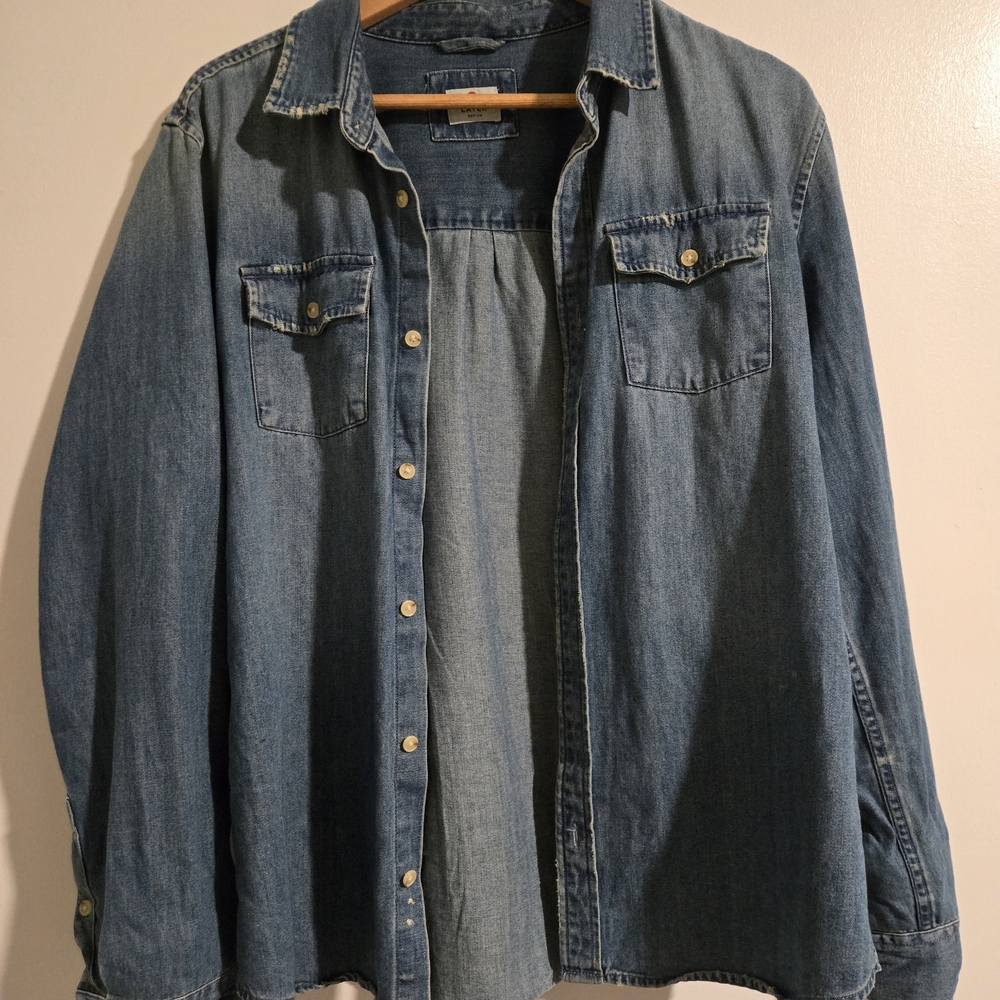 Marine Layer Blue Denim Casual Button Down Shirt